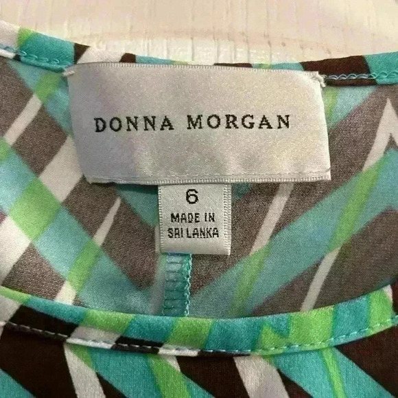 Donna Morgan Women's Knee Length Dress Size 6 Multicolor Chevron Geometric - Picture 4 of 13